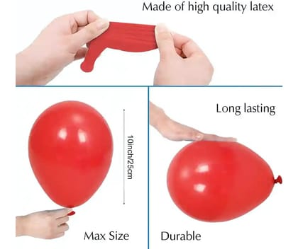 Party Balloons - Round Shape (100 PC) - Red & White