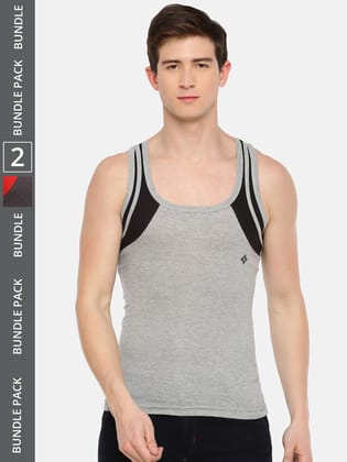 Men's Assorted Pack of 2 Solid Combed Cotton Racerback Styled Gym Vest