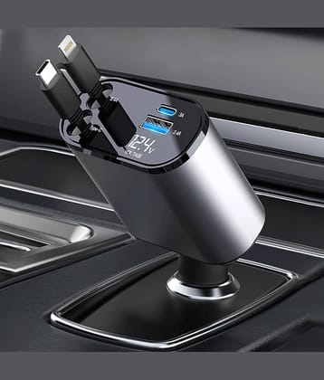 Bhavyta Car Mobile Charger 4 in 1 Retractable Assorted
