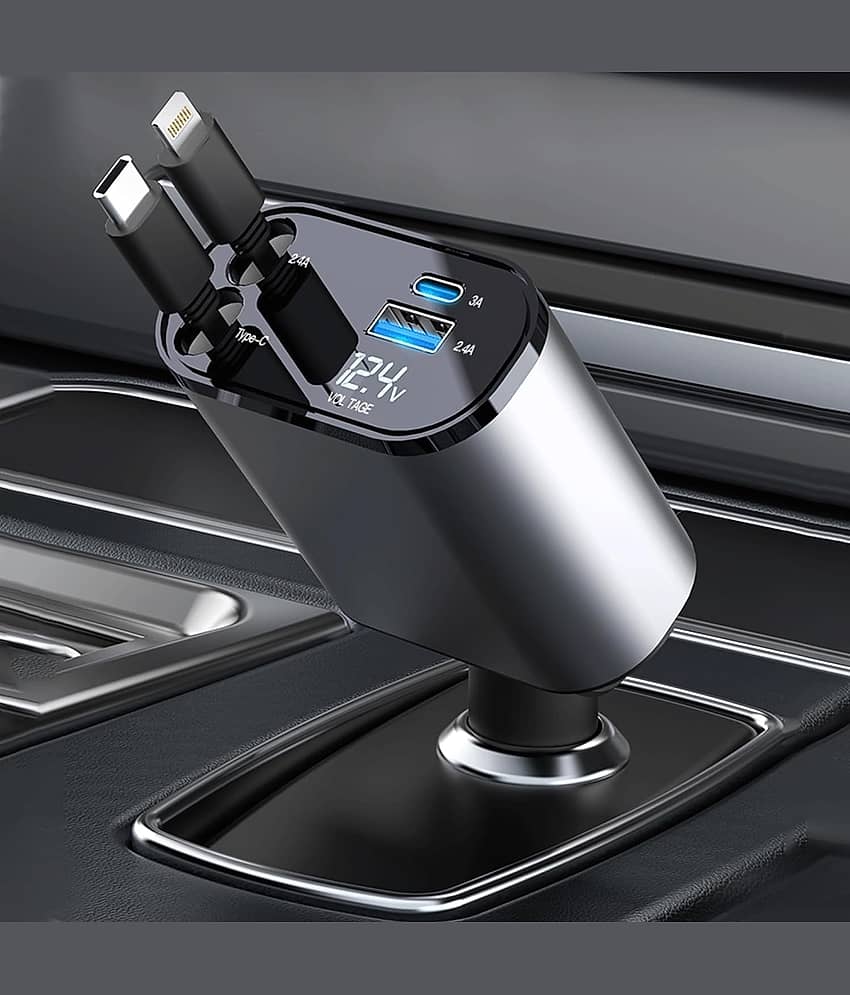 Bhavyta Car Mobile Charger 4 in 1 Retractable Assorted