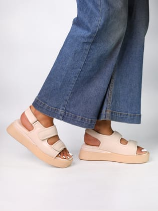 Eudora Cream Flatform Heels-Cream / 40