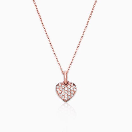 Rose Gold Little Heart Pendant With Link Chain