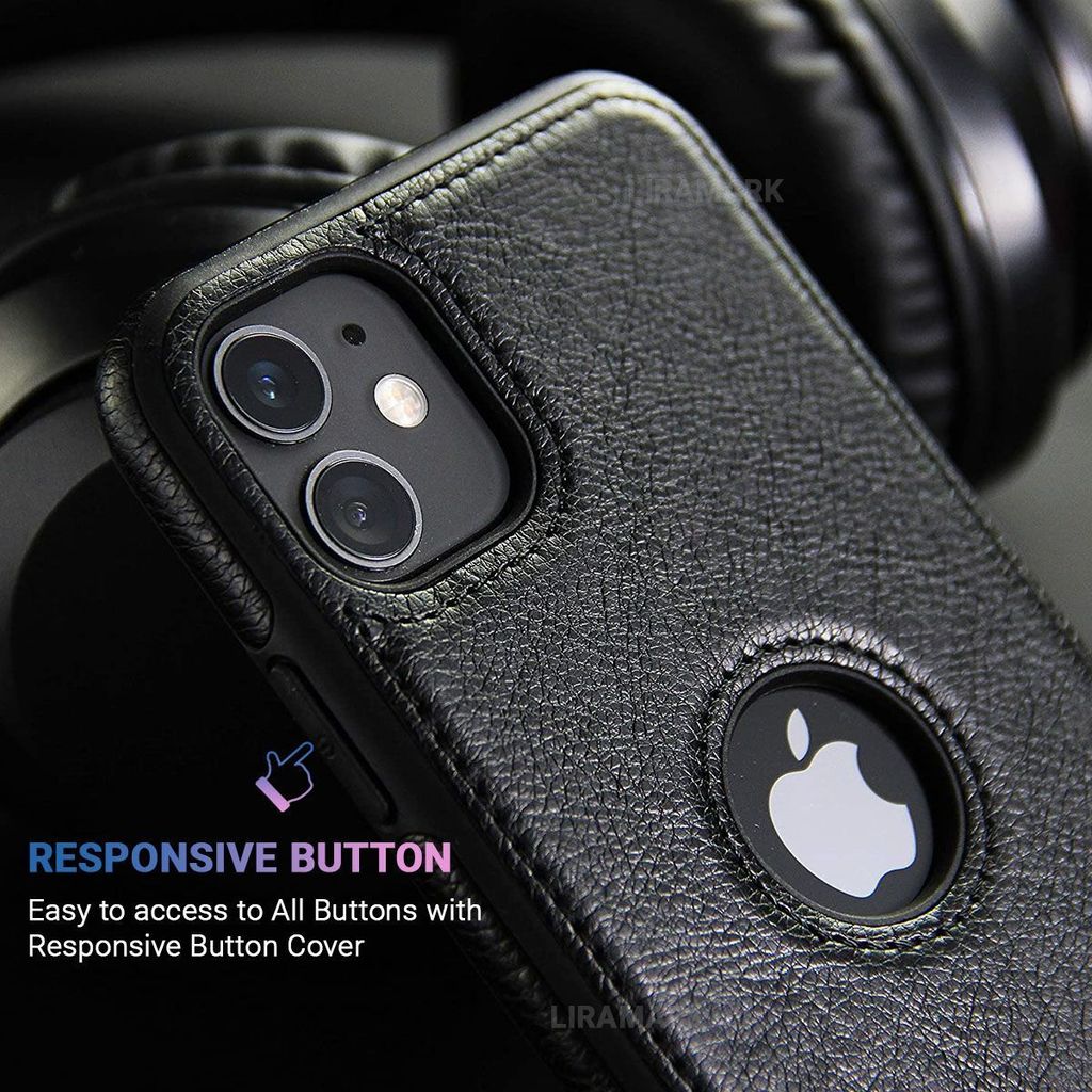 LIRAMARK PU Leather Flexible Back Cover Case Designed for iPhone 11