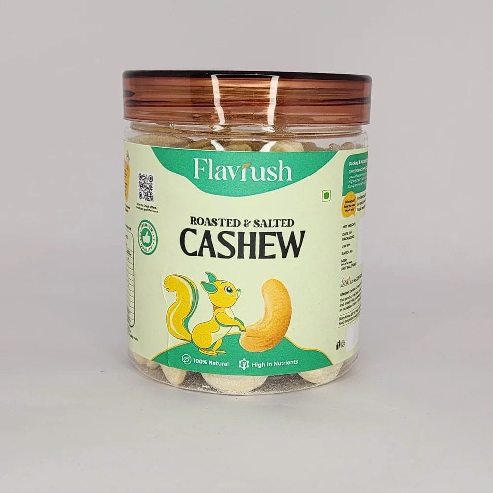 Flavrush Roasted Salted Cashews - 250g Jar