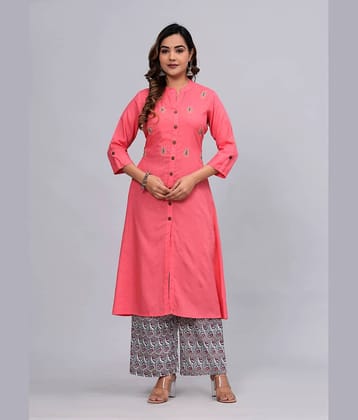 MAUKA Rayon Solid Kurti With Palazzo Women's Stitched Salwar Suit - Pink ( Pack of 1 )