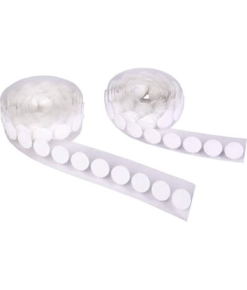 PRANSUNITA Polyster 100 Set Self Adhesive Coins Hook and Loop Dots ( Pack of 1 )
