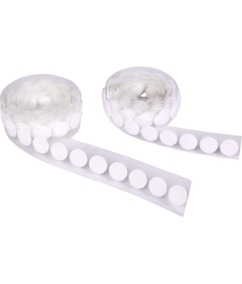 PRANSUNITA Polyster 100 Set Self Adhesive Coins Hook and Loop Dots ( Pack of 1 )