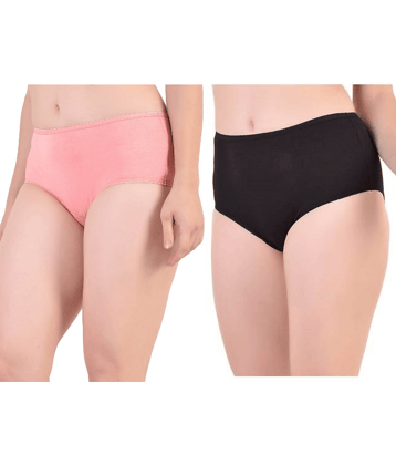 BAMBOOLOGY Pack of 2 Viscose Briefs For Women ( Peach,Black )