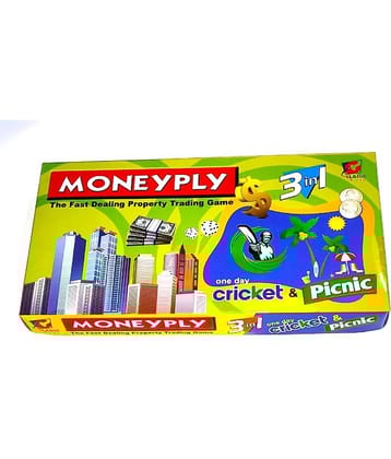 PETERS PENCE -MONEYPLY GAME 3 IN 1 CRICKET & PICNIC  Board Game for Families and Kids Money & Assets Board Game