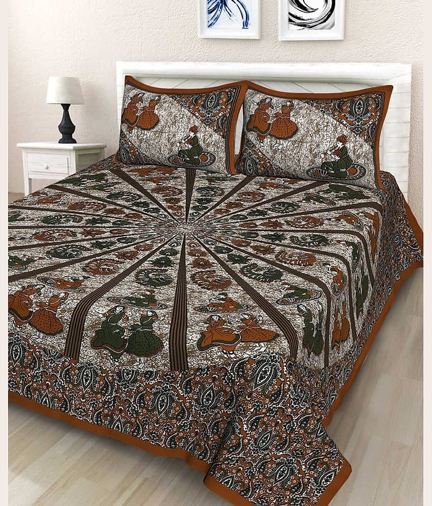 PETROSOLY Cotton 1 Double Queen Bedsheet with 2 Pillow Covers ( Multicolor )