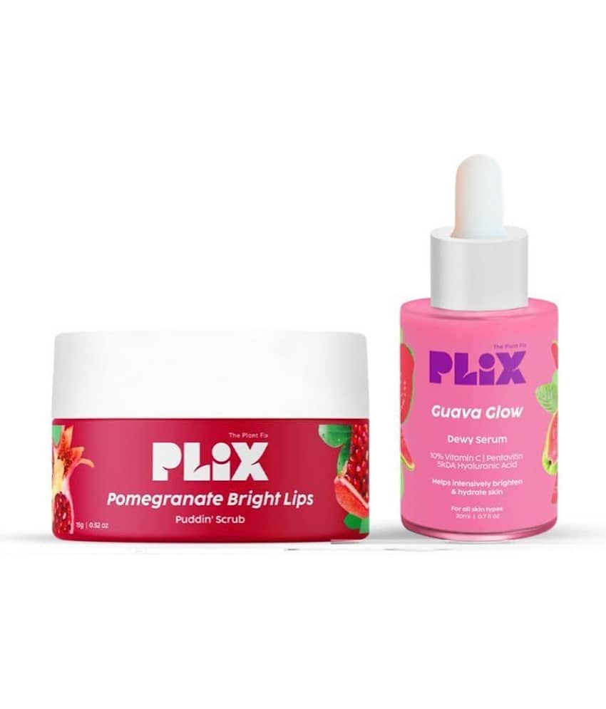 Plix Vitamin C & E Combo Guava Face Serum and Pomegranate Lip Scrub For Skin Brightening(Pack of 2)