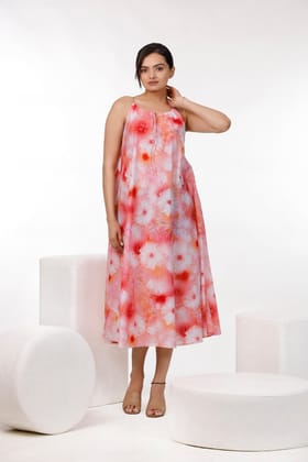 Multi Color Floral Print Maxi Dress-XS