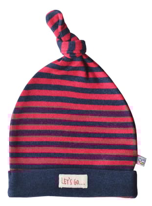 Baby's Beanie Cap with knot,Color-Stripes