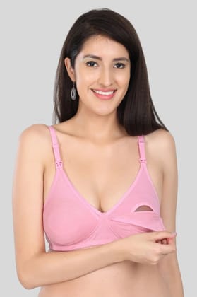 Bamboo Fabric Nursing Bra | Maternity Bra for Breastfeeding Women | Baby Pink
