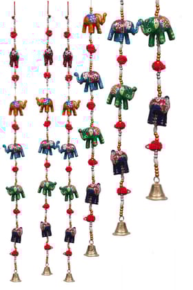 DreamKraft Elephant Door Hangings (Multicolor, 96 cm) -Set of 20