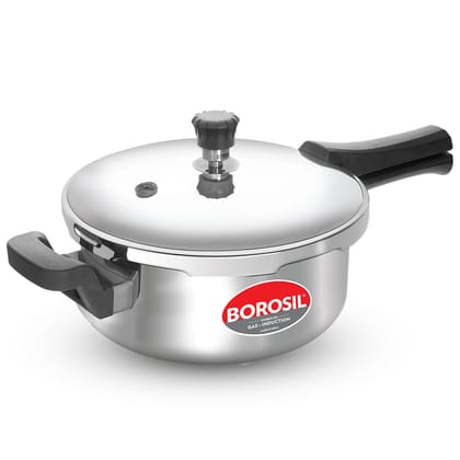 Borosil 3 L Triply Outerlid Presto Cooker | SS304 Food Grade Stainless Steel Pressure Cooker | Gas Stove & Induction Compatible | Dishwasher Safe | 5 Years Warranty