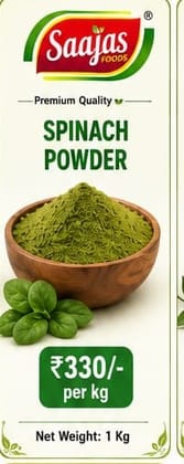 Saajas Foods Spinach Powder (1 Kg) | Nutrient-Rich Green Superfood | Cooking & Baking