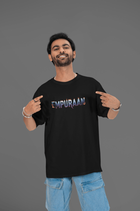 EMPURAAN squad - Round Neck Drop Shoulder Graphic Printed Oversized Cotton T-shirt-S / Black