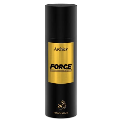 Archies FORCE Premium Spray Deodorant | Long-Lasting Fresh & Sporty Aroma with High Perfume Concentration Deo | Perfect for Gym & Sports Wear | 200 ML | French Aroma | 24 Hours Freshness Archies FORCE Premium Spray Deodorant | Long-Lasting Fresh & Sporty Aroma with High Perfume Concentration Deo | Perfect for Gym & Sports Wear | 200 ML | French Aroma | 24 Hours Freshness