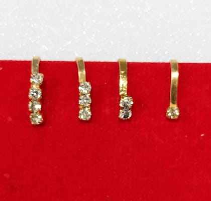 Beautiful Gold Plated Nose Pin U Shape Wedding Nose Ring Fashion Gift Jewellry Pack of 4