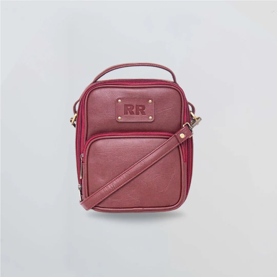 PERSONALISED TRAVEL CROSSBODY BAG - MAROON-Maroon