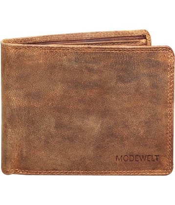 MODEWELT Brown Leather Men's Two Fold Wallet ( Pack of 1 )