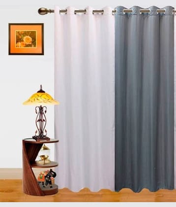 N2C Home Solid Semi-Transparent Eyelet Curtain 5 ft ( Pack of 2 ) - Multicolor