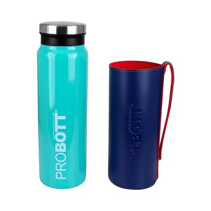 PROBOTT Carry Vacuum Flask Water Bottle with Carry Bag (Colour - CYAN) by Total Sporting And Fitness Solutions Pvt Ltd
