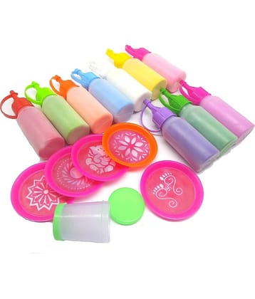 PRANSUNITA Complete Rangoli Making Tool Kit- Includes 10 Bright Rangoli Colour in Comfortable Squeeze Bottle Pack (Total 1000 GMS) – 5 pcs Mini 3-inch Rangoli Channi Stencil & Colour Filler