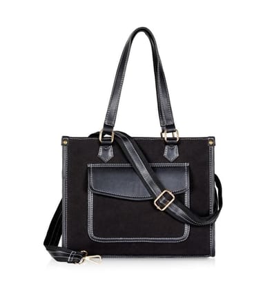 Women's Canvas Medium Top handle Satchel Zipper Handbag (Black)-PID57457 Women's Canvas Medium Top handle Satchel Zipper Handbag (Black)-PID57457