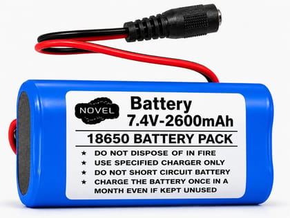 NOVEL 7.4V 2600mAh 18650 Lithium-Ion Battery Pack with BMS and DC Female Wire | Suitable for CCTV Systems, LED Lighting and Electronic Applications NOVEL 7.4V 2600mAh 18650 Lithium-Ion Battery Pack with BMS and DC Female Wire | Suitable for CCTV Systems, LED Lighting and Electronic Applications