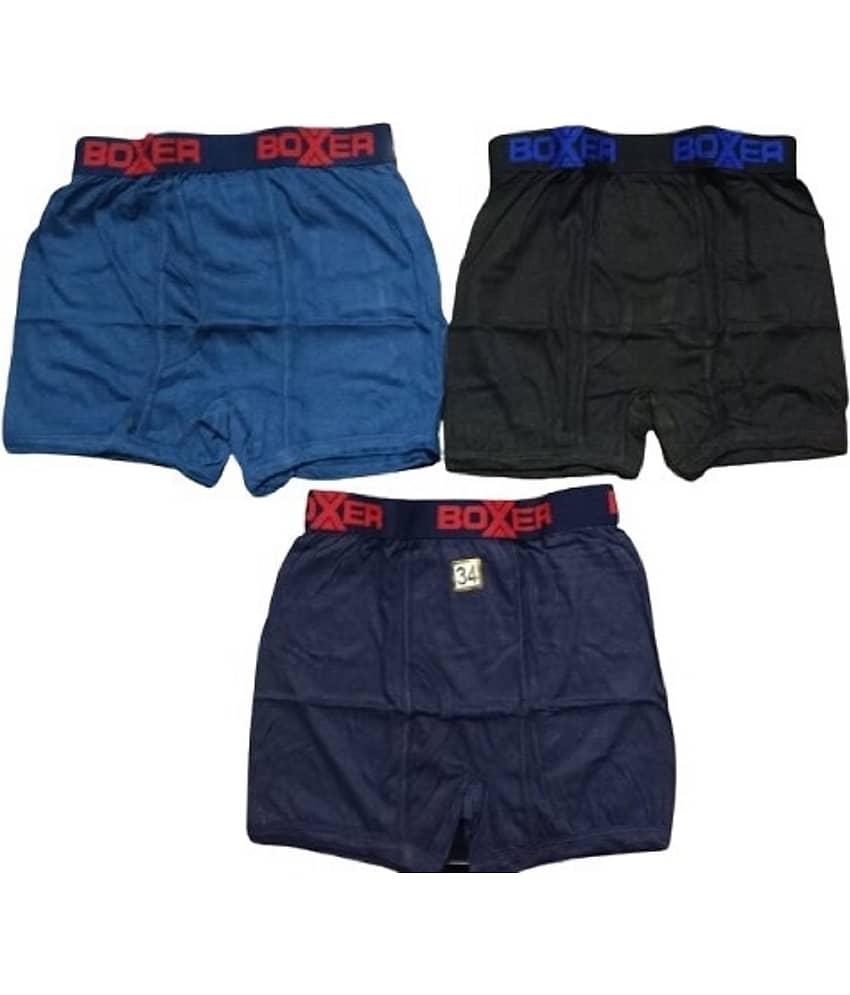 PUSHPADANT FASHION WEAR Pack of 3 Cotton Blend Trunks For Men's ( Multicolor )