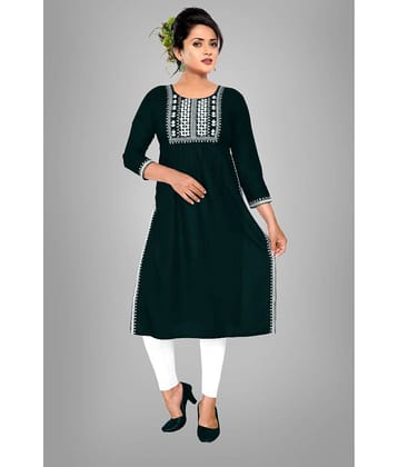 haya fashion - Green Rayon Women's Straight Kurti ( Pack of 1 )