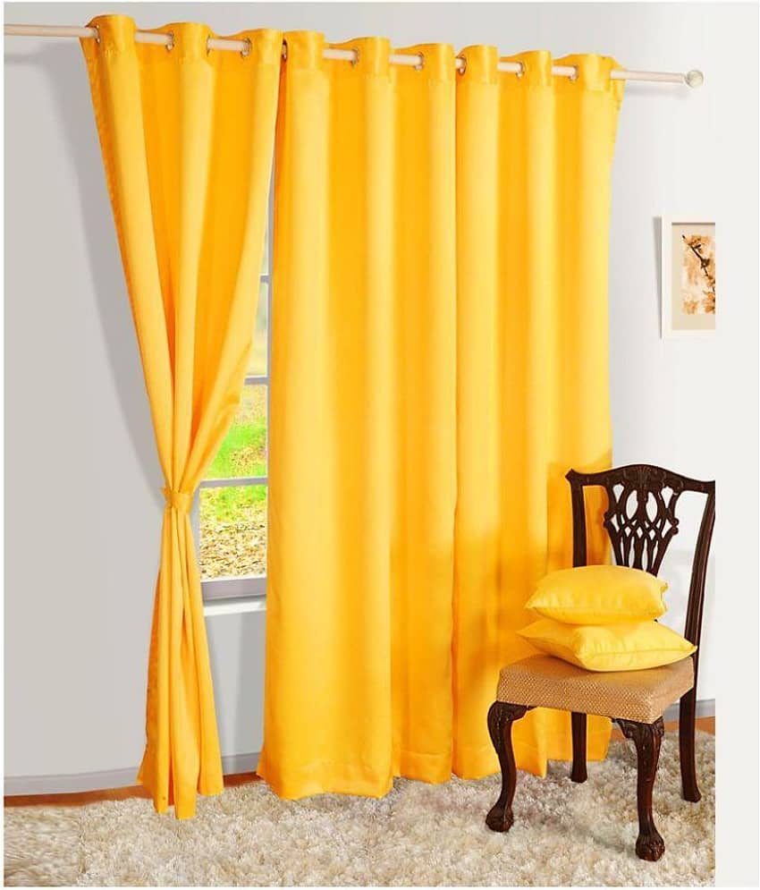 Tanishka Fabs Semi-Transparent Curtain 7 ft ( Pack of 2 ) - Yellow