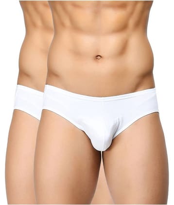BASIICS By La Intimo Pack of 2 Cotton Briefs For Men's ( White )