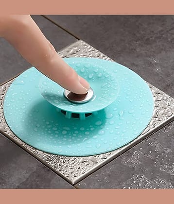 2-in-1 Home Bathroom Kitchen Silicone Sewer Sink Bathtub Wash-Basin Sealer Cover Drainer Water Stopper with Hair Catcher