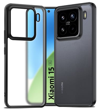 Rugged Frosted Semi Transparent PC Shock Proof Slim Back Cover for Xiaomi 15 5G, 6.36 inch, Black
