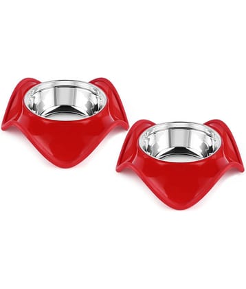Classic Essentials - Stainless Steel Dog Food Red Bowl 400 mL