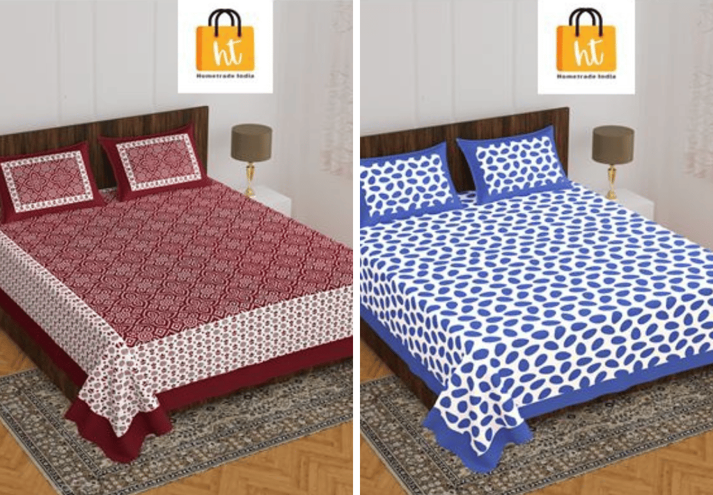 2201-Hometrade India- Standard Double Size (90*100 in )-Combo Double Bedsheet