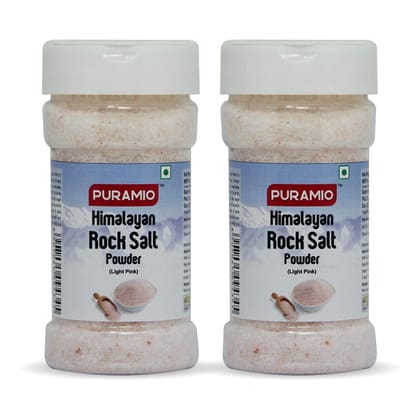 Puramio Himalayan Pink Rock Salt Powder In Sprinkler Jar - Light, 250 gm Each - Pack of 2