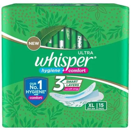 Whisper Ultra Clean Xl Sanitary Pads , 15 Pcs	