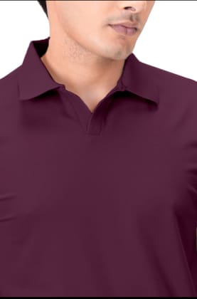 Wing Polo - Heavy Dobby Johnny collar Polo-Pure Maroon / S