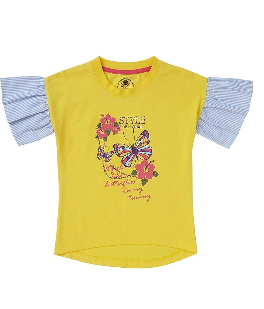 Cub Mcpaws Pack of 1 Girls Cotton T-Shirts ( Yellow )