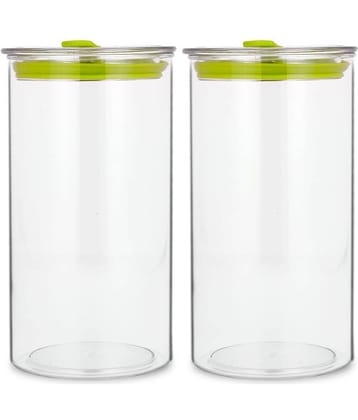 HomePro - Round Container | Airtight | Silicone Cap | Green | Plastic Utility Container | Set of 2 - 1400 ml