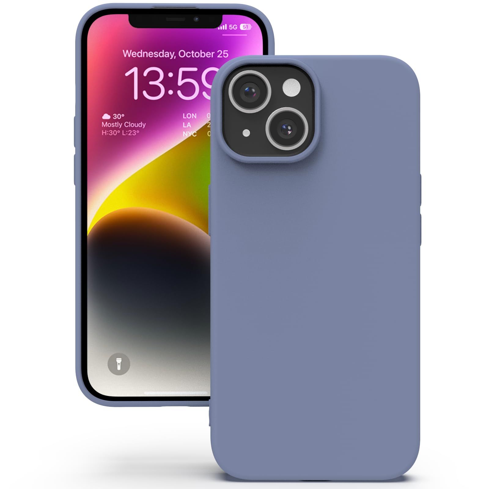 YATWIN Silicone Back Case for iPhone 13, Soft-Touch Phone Back Cover for Apple iPhone 13 - Lavender Grey YATWIN Silicone Back Case for iPhone 13, Soft-Touch Phone Back Cover for Apple iPhone 13 - Lavender Grey - Lavender Grey / iPhone 13