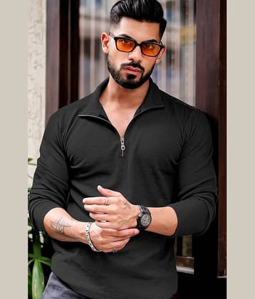 KAJARU Men Polyester Regular Fit Self Design Polo T Shirt ( Sky Blue )