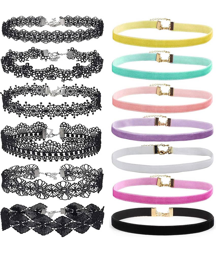 Romp Fashion 13 Pieces Colorful Gothic Choker Necklace for Girls and Women