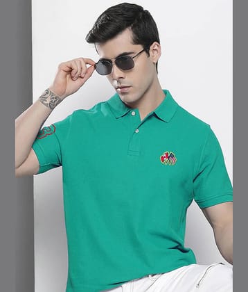 Merriment Pack of 1 Cotton Blend Regular Fit Solid Half Sleeves Men's Polo T Shirt ( Green )