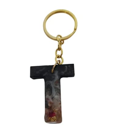 Stylish Resin Alphabet Keychain - Personalized 'T' Design