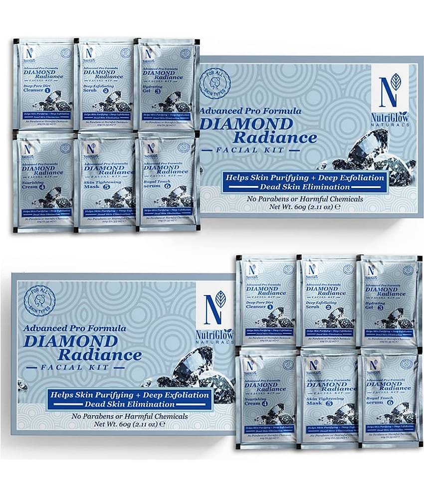 NutriGlow NATURAL'S Advanced Pro Formula Diamond Radiance Facial Kit For Make Skin Acne & Spot Each 60gm (Pack of 2)